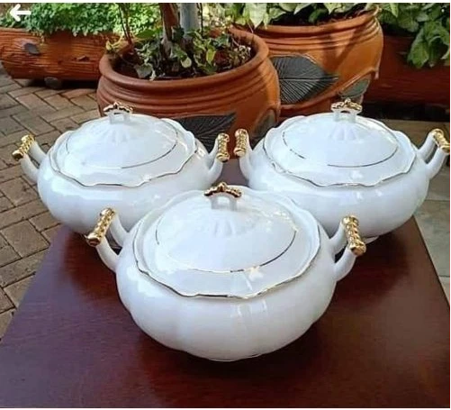 3 Piece Soup Food Serving Dishes Bowls Casserole Pots - White