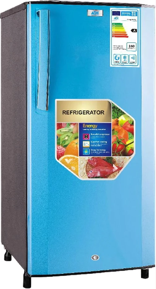 ADH 190 - Litres Fridge, Single Door Refrigerator - Black/Blue