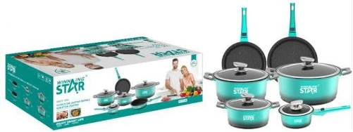 Winningstar Non-Stick Saucepans Cookware Set With Milk Pan Soup Pot Deep Frying Pan- Green.