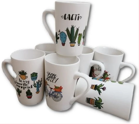 6 Pieces Of Mult-Printed Coffee Tea Cups Mugs- White