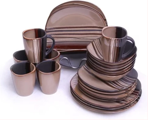 24 Piece Dinner Set - Brown