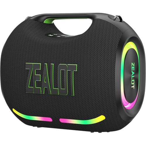 Zealot ZE01 Bluetooth Portable Speaker Waterproof IPX5 36000mAh Big Battery for 60h Playtime Wireless Subwoofer Deep Bass Boombox Loud Stereo Sound Powerful Speakers Dual Pairing Dream RGB Light