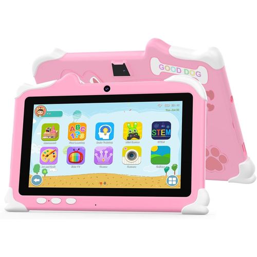 BEBE TAB Rudo Kids Tablet, 7 Inch Android 12 Tablet For Kids, 4GB RAM 6+256GB Expandable Toddler Tablet With Shockproof Case, Parental Control, Dual Camera, Kids IWAWA App Pre-Installed 2.4G/5G WiFi 6
