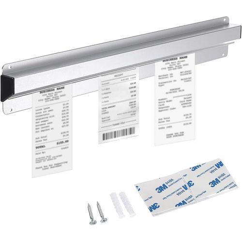 1 Piece Of 24 Inch Wall Mounted Paper Ticket Holder Rack Magnetic Note Aluminum Slide Check Receipt Holder Organizer For Restaurant with Strips Bill Orders Display Rail for Kitchen Restaurant Office C