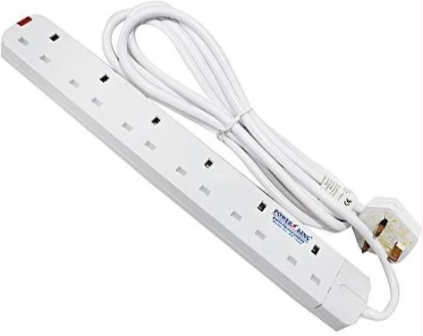 Power King 6 Way Extension Cable - White