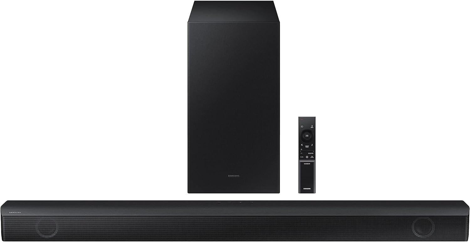 Samsung HW-B550 2.1ch Soundbar with Dolby Audio, DTS Virtual:X, Subwoofer Included, Adaptive Sound Lite, Bluetooth Multi-Device Connection, Wireless Surround Compatible