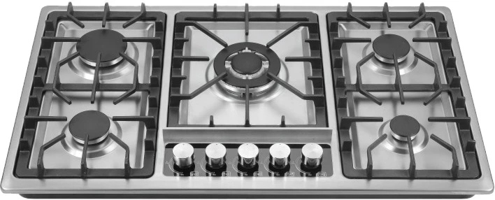 IQRA 90cm Built-In Gas Hob IQ-KH5014SS, Auto Ignition, Cast Iron Pan Supports, Flame Failure Device - Stainless Steel