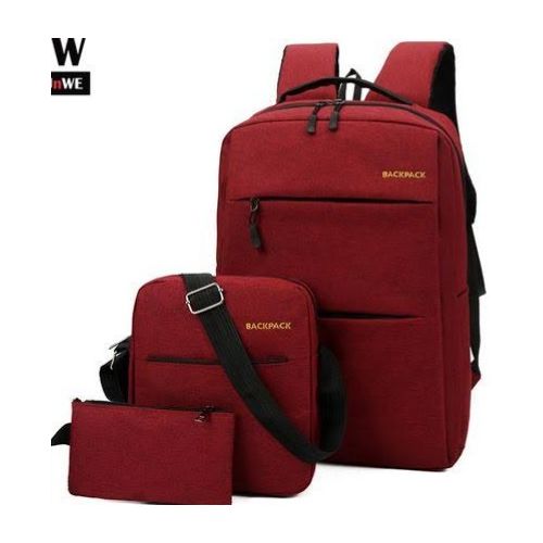 3-In-1 Designer Soft Material Laptop Back Pack - Maroon