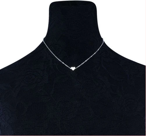 New Heart Design Simple Dainty Zinc Alloy Necklace - Silver