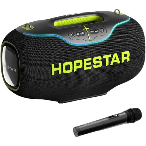Hopestar A80 350W Portable Bluetooth 5.3 Speaker with Wireless Mic, 6-8H Playtime, 30,000mAh Battery, RGB Lights, TWS, IPX6 Waterproof, EQ, 10M Range – for Outdoor Parties, Karaoke, Events