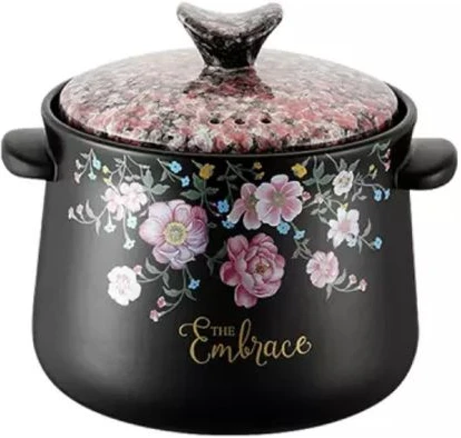 Sonifer 5L Stockpot Dish Casserole Clay Ceramic Earthen Cooking Pot Pan SF-1104 -Black