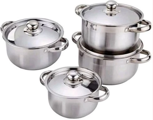Tornado 8 Piece Stainless Steel Saucepans Cookware Pots, Silver