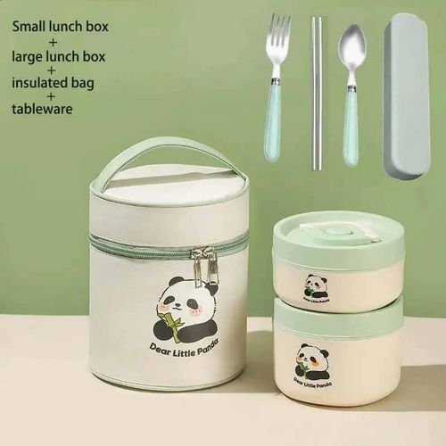 2Piece Portable Thermal Lunch Box Kawaii Lunch Box, with Tableware and Thermal Food Container, Suitable for School, Office, Picnic and Other Scenes, Kitchen Accessories With Bag