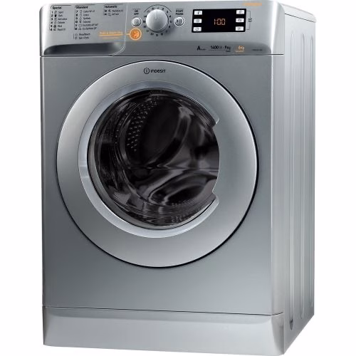 Indesit 9kg/6kg Wash & Dry Combination Washing Machine (9kg-Wash & 6kg-Dry) XWDE961480; 1400rpm, 14 Wash Programs, Quick Wash Button - Italy - Silver