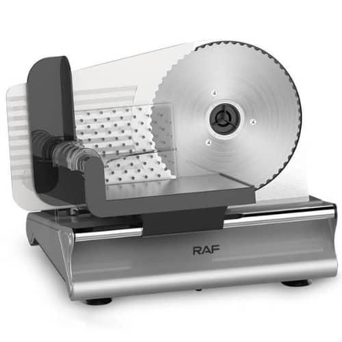 RAF Electric Food Slicer Stainless Steel BladeAnti-skid Stand Tool Free Removal Of Blade