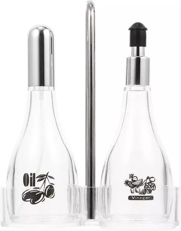 2 Pcs Acrylic Vinegar Oil Dispenser Sauce Sprayer Bottle Set -Colourless