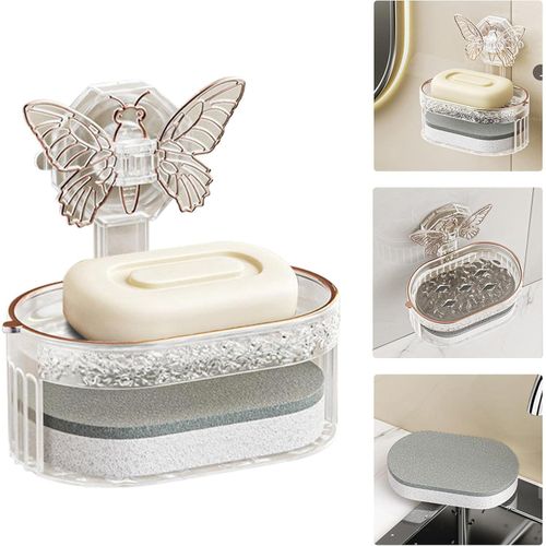 Soap Dish Soap Box with Drain Soap Holder Wall Shower Soap Box Soap Dish No Drilling Soap Holder Dish Sink Soap Dishes Wall Mounted Soap Holder Suction Cup