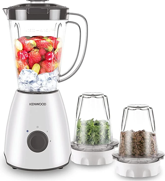 Kenwood Blender 400W Smoothie Blender Cum Smoothie Maker 1.5L with Grinder Mill, Chopper Mill, Ice Crush Function BLP10.C0WH White