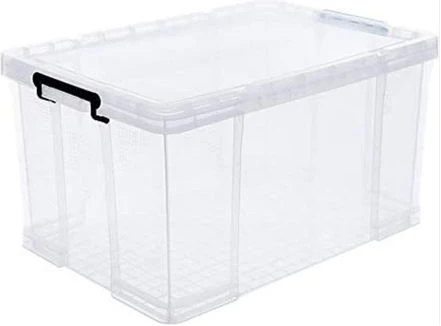 Plastic Stackable Organizer Storage Box, 26-Liters Transparent, with Lid, White