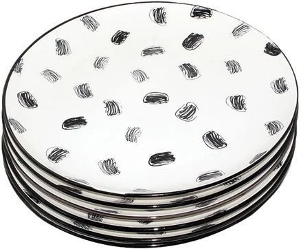 Round Box Design Dinner Plates, 6pcs - White