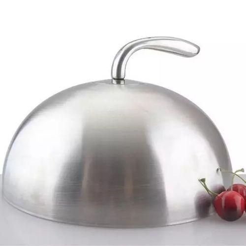28cm BBQ Stainless Steel Cheese Melting Dome And Steaming Lid With Handle For Flat Top Grill Grill And Other Barbecues Indoor Or Outdoor Round Stainless Steel Plate,Food Cover-Silver