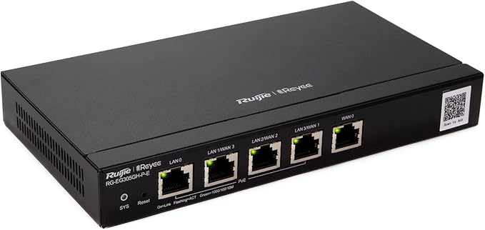 Ruijie Reyee 5-Port High Performance Cloud Managed PoE Router RG-EG305GH-P-E, High-Performance Connectivity,60W PoE, Easy Setup and Reliability