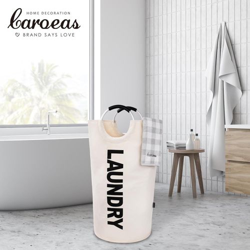 100L Freestanding Collapsable Waterproof Laundry Basket Clothes Storage Bag Toy Sundries Organizer Washing Bin Foldable Hamper With Alloy Handles For Dormitory, Nursery, Hotel, Apartment Bedroom Balco