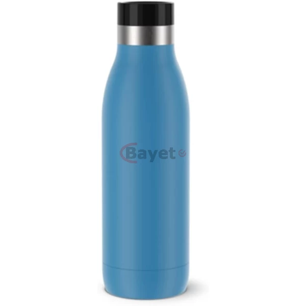 TEFAL Bludrop Water Bottle N3110310, Reusable Stainless Steel Bottle, Hot and Cold Drinks, Leak-Proof, 0.5 L, Blue