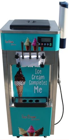 Commercial Ice Cream Machine Maker 3 Flavor Head Easy Operate Tool- Silver.