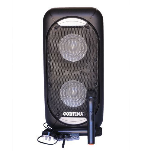 Cortina Dual 12" Amplified Public Address Speaker Rechargeable - Black