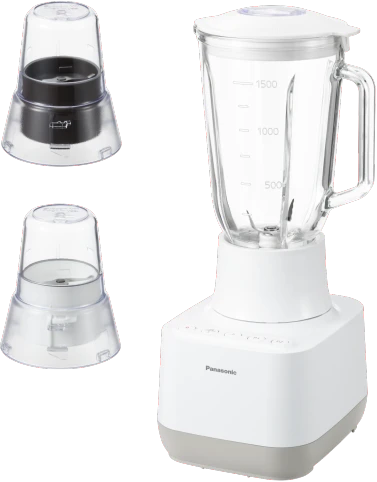 Panasonic 800W Glass Jug Blender MX-MG5421, Smoothie Maker, Ice Crush Function, 2 Attachments - White