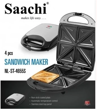 Saachi 4 Slice Sandwich Maker/Toaster,Grill- Black