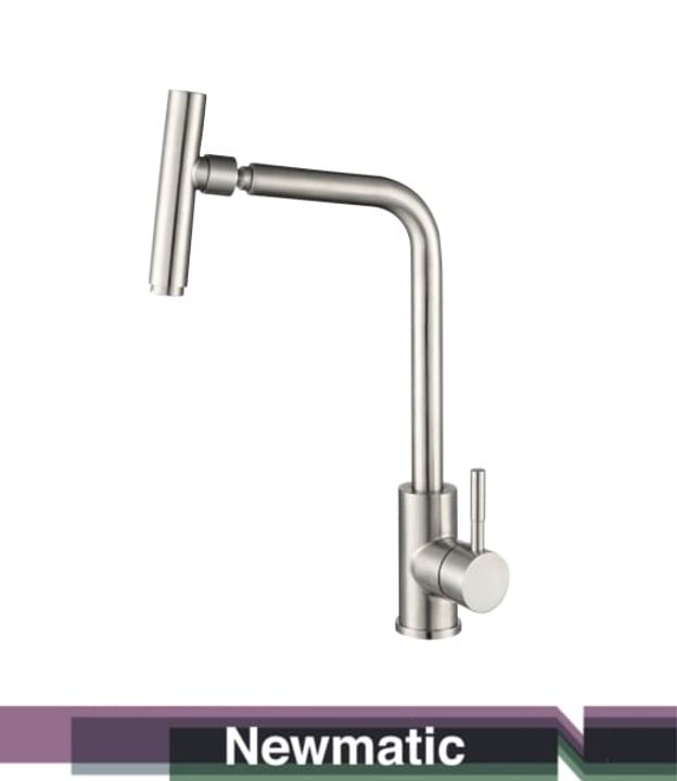 Newmatic T06MF Kitchen Flexi Mixer Tap - Silver