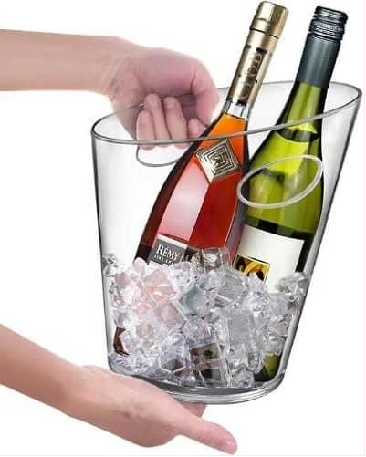 6.5L Acrylic Cooler Beer Wine Champagne Ice Bucket With Lid For Parties Bars Home- Clear