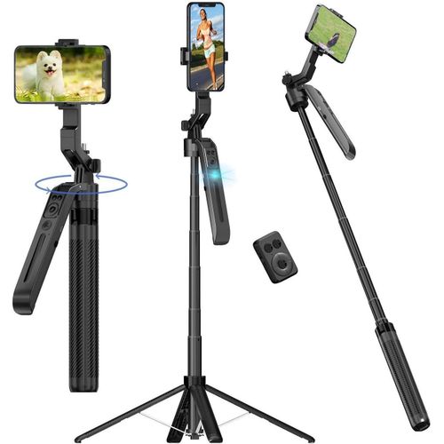 Universal C12 AI Auto Face Tracking Selfie Stick Tripod for iPhone, 360° Rotation Phone Tripod Stand with Remote, 71'' Phone Camera Tripods Stand iPhone Holder for Content Creator Tiktok Vlog Video Re