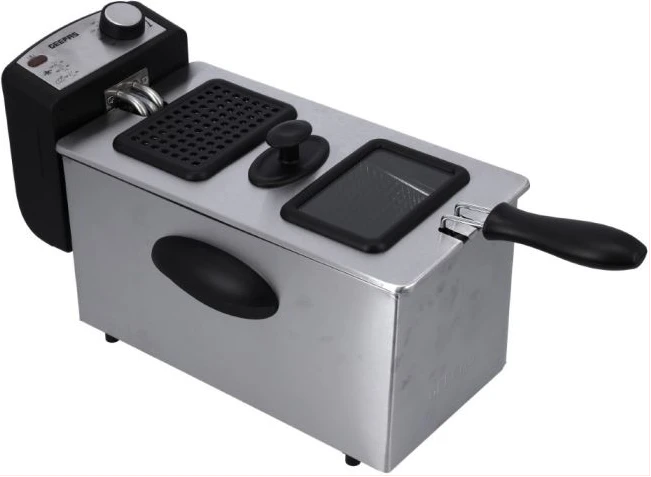 Geepas GDF36015 Compact 2180W Powerful 3L Deep Fryer With Overheat Protection & Chrome Plated Basket - Silver
