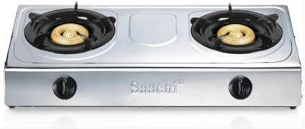 Saachi Double Burner Gas Stove Cooker With Automatic Ignition, Silver