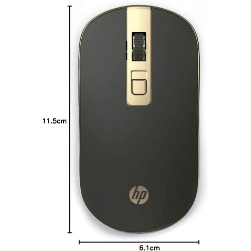Hp S4000 Optical USB 1600 DPI 2.4Ghz Wireless Mouse Mute Gaming Mouse For PC and Laptop - Black in Gold