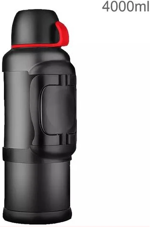 4L Stainless Steel Thermos Bottle Travel Water Kettle Vacuum Flask, Black.