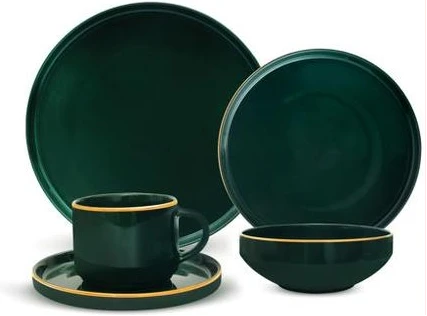 Royal Ford 20Pcs Fine Bone Food Plates Cup Bowl Dinner Set- Green.