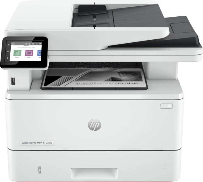 HP LaserJet Pro MFP M4103DW Wireless Smart Business Multifunction Printer, White
