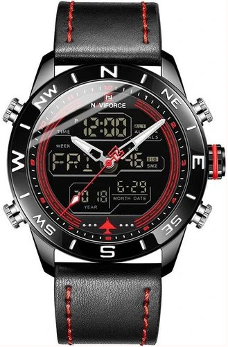Naviforce Waterproof Dual Men's Watch - Black, Red