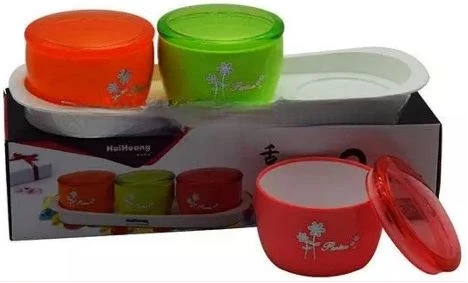 3 Piece Plastic Sugar Bowl Dish Candy Pot - Multi-colours