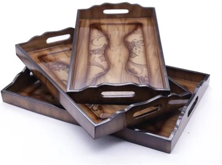 Set Of 3 Wooden Serving Trays - Big