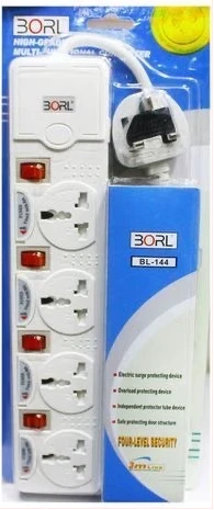 BORL 4 Ways BL-144 Heavy Duty Extension Socket- Surge Protected - White