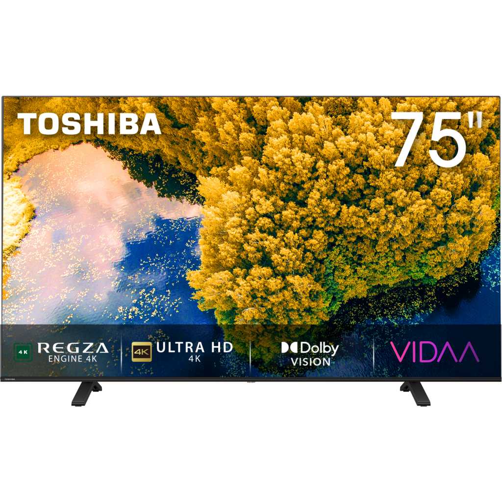 Toshiba 75-Inch 4K UHD Smart VIDAA LED TV; , With HDR & Dolby Atmos, Bluetooth, HDMI, Ethernet, USB, With Inbuilt Free To Air Decoder - Black (2YRs WRTY)