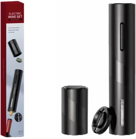 Electric, Battery Operated Wine Bottle Openers With Foil Cutter, One-click Button Reusable Automatic Wine Corkscrew Remover Gift Set- Black.