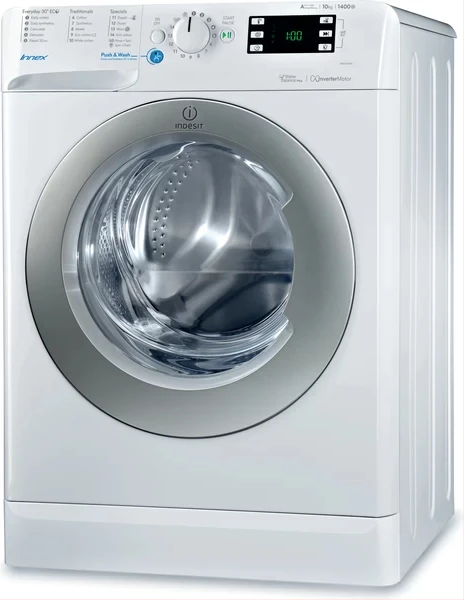 Indesit Freestanding Front Loading Washing Machine: 10kg BWE101484 Inverter Motor - White