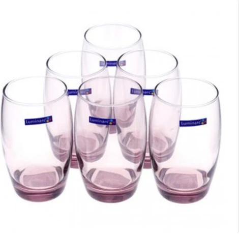 Luminarc 6 Pieces Of Oval Water Juice Glasses Cups Drinkware -Purple