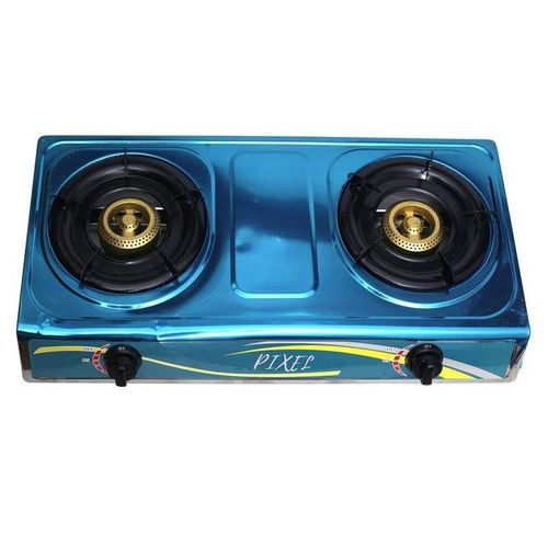Double 2 Burner Gas Cooker Table-Top Gas Stove Hob Hot Plate For Heavy And Large Pot Pans- Silver